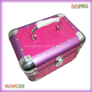 Glossy Quilted PVC Lovely caja de vanidad de maquillaje de aluminio con cerradura (SACMC102)